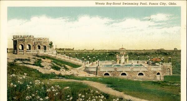 Wentz Boy-Scout Swimming Pool, Ponca City — vintage postcard